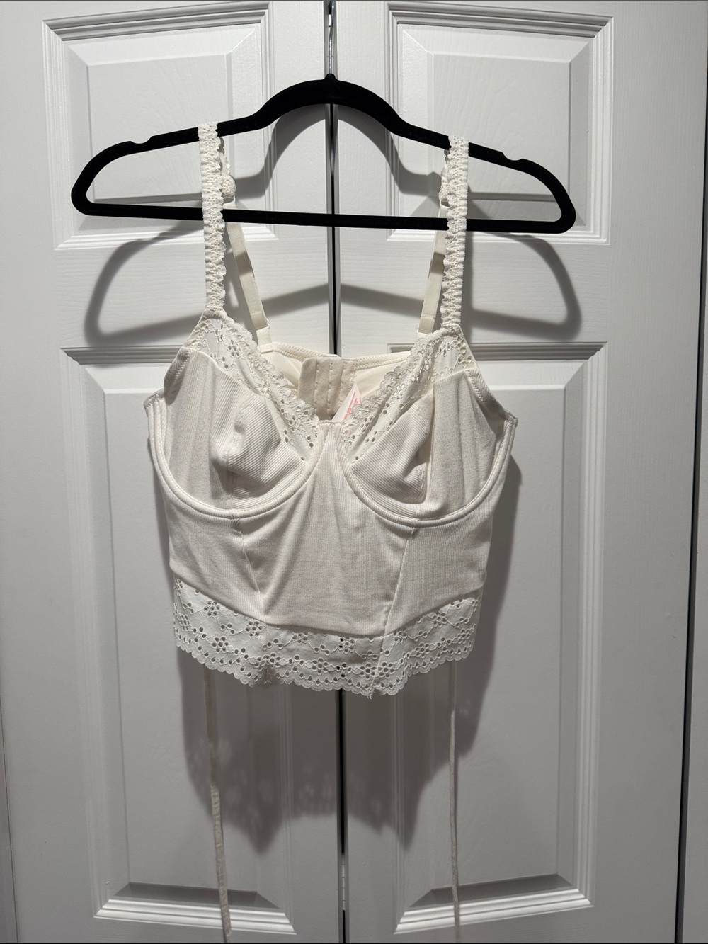 White Lace Trim Bustier Crop Top